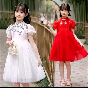 dress tutu cheongsam premium,bahan tutu halus dan lembut,mekar, cantik banget, motif bordir di bagian dada 769