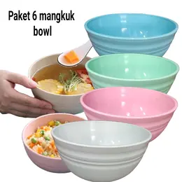 PAKET HEMAT ISI 6 MANGKUK BOWL ramah lingkungan Mangkok Nasi Putih Plastik