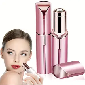 Portable Lipstick Shaped Electric Hair Remover For Women Painless And Effective Facial Hair Removal Home Razor Shaver Tool - Rose Gold
