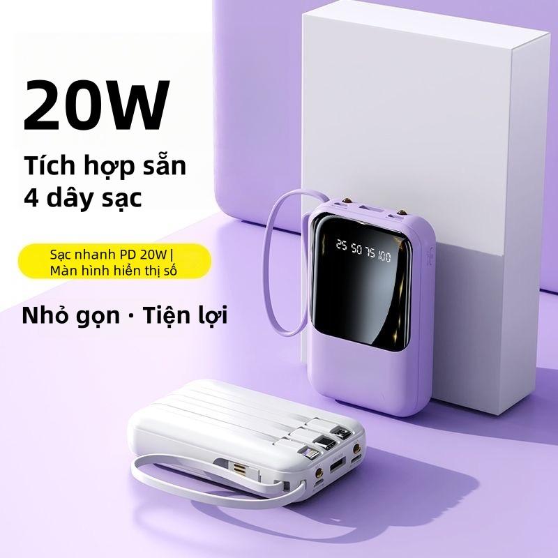 Sạc Dự Phòng 20000mAh Tích Hợp 4 Cổng Sạc Nhanh 20W Màn Hình LED Hiển Thị Số Thông Minh Dung Lượng Lớn Thiết Kế Nhỏ Gọn Tiện Lợi An Toàn Ổn Định Phong Cách Thời Trang Không Cần Mang Dây Pin