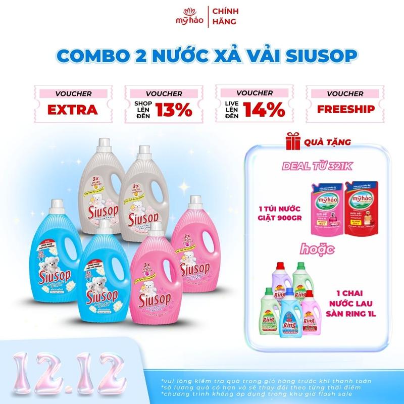  Combo 3.6 KG Nước Xả Vải Siusop Mỹ Hảo 3x Đậm Đặc - 1.8 KG x 2 - Lưu Hương Lâu Dài Mềm Mại Dễ Ủi  1  
