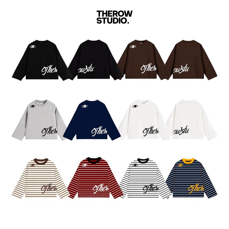 Ver4 Áo Thun Tay Dài Long Sleeve Boxy THEROW 250gsm Form Rộng Cổ Tròn Unisex Nam Nữ Phong Cách Basic Thoải Mái