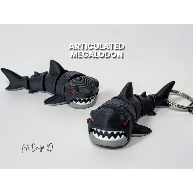 FURY12A1 – Móc Khóa Megalodon In 3D Có Khớp Nối, Phụ Kiện Cá Tính Cho Fan Sinh Vật Biển