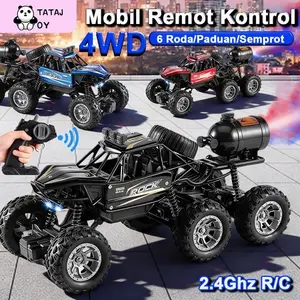 [TATAJOY]Mobil Remote Control 2.4G 4WD 6 Roda, Bahan Alloy dengan Fitur Semprot, Mobil RC untuk Semua Medan