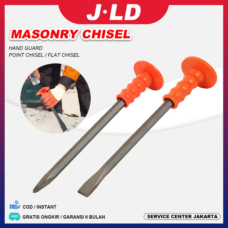 JLD Pahat Batu Bata Masonry Chisel 12 Inch dengan Soft Grip Handle & Chrome Plated Surface untuk Meratakan Bidang Logam dan Memotong Plat Logam 0