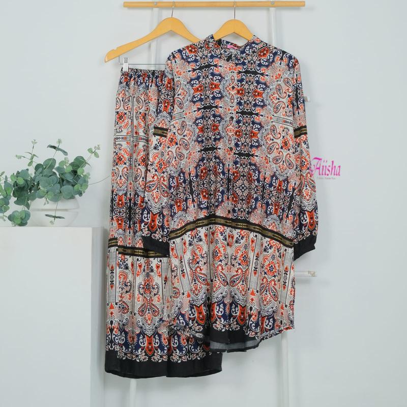 AIISHA Ready | One Set Luna dan Alisa Jumbo Bahan Rayon Premium I Setelan Panjang I Setelan Atasan Celana Panjang I LD 120-130 1