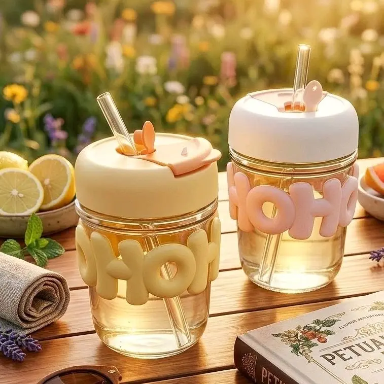 DC B ( B140 ) GELAS MINUM KACA AESTHETIC HOHO 400 ML TANPA BOX TDK BISA MEMILIH
