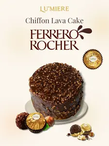 LU'MIERE Chiffon Lava Cake Ferrero Rocher - Kek Cokelat Lembut dengan Cokelat Ferrero yang Lumer dan Kaya Rasa - 200 Gram