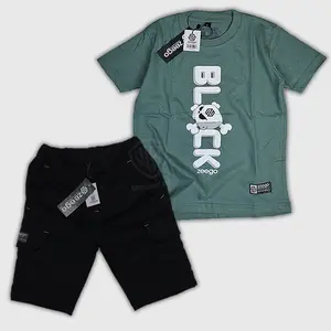 Setelan Baju Anak Laki-laki Kaos Celana Cargo Pendek  Lengan Pendek Motif Daily untuk Usia 3-12 Tahun Termurah Di Indonesia