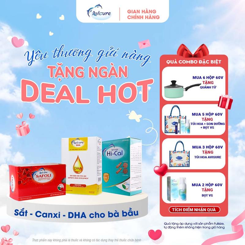 Sắt Canxi DHA hộp 60 viên cho mẹ bầu, mẹ sau sinh, giúp bổ sung sắt, canxi, acid folic, dha hỗ trợ xương răng chắc khẻ, hỗ trợ dự phòng thiếu máu thiếu sắt, hỗ trợ phát triển não bộ
