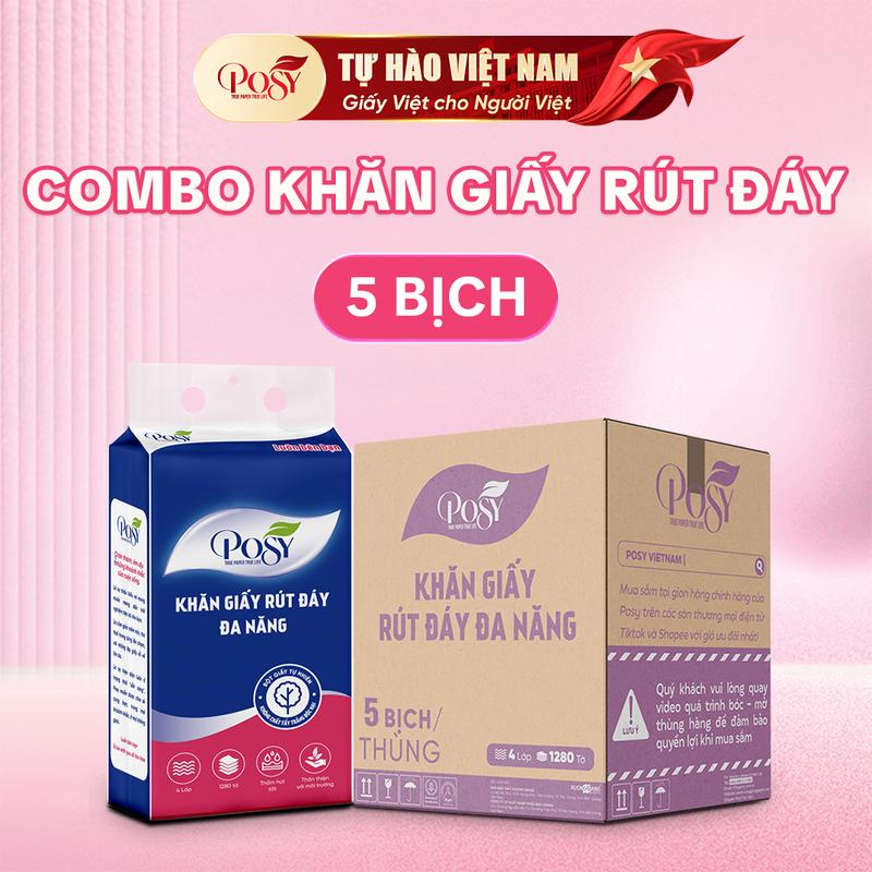 POSY Nhận ngay 5 bịch khăn Giấy Đa Năng Size TO,Khổ Lớn , Treo Tường Rút Đáy 1