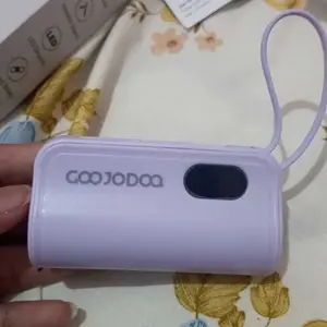 GOOJODOQ 5000mah Mini Powerbank Dengan colokan ganda Lightning + Tipe C for iphone Android Phone Built in Cable Small Portable Charge