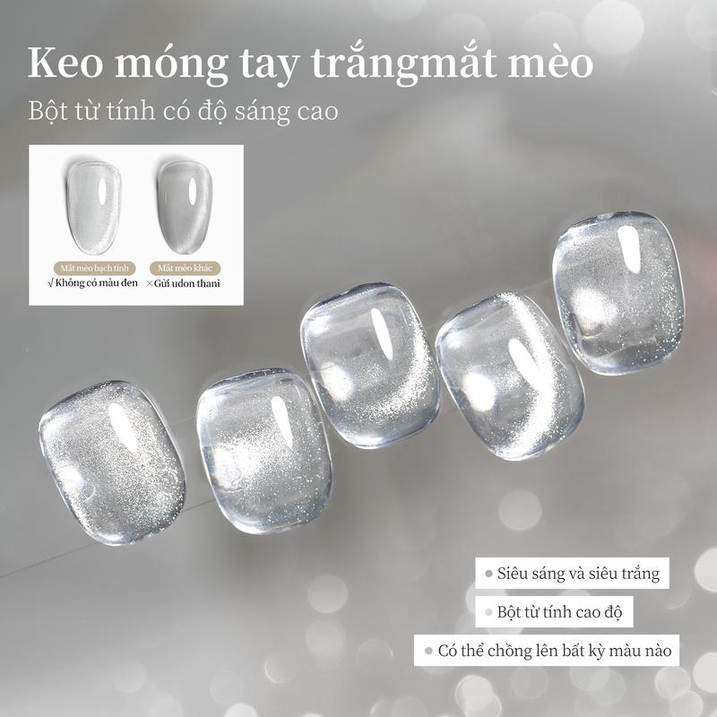 DANZHIHE Sơn Gel Mắt Mèo Trắng Yêu Tinh Thiên Hà Cát Băng Pha Lê Ánh Trăng Trong Suốt Thích Hợp Cho Cửa Hàng Làm Móng Siêu Sáng Cao Độ
