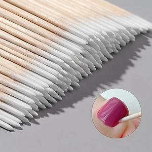 Paquete de 500 palitos para limpieza de uñas, diseño de punta precisa, puntas de algodón de madera desechables, removedor de maquillaje para cejas de doble cabezal, herramientas para cuidado de pies