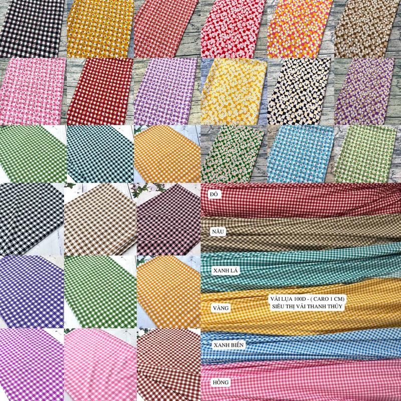 VẢI LỤA CARO 1 CM - DÒNG VẢI THÔNG DỤNG - 1 MÉT X 1M5