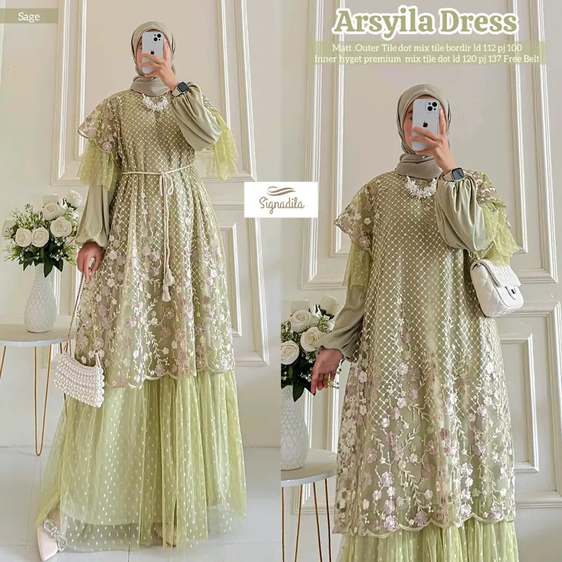 Asyila dress by Signadila//ceruty plisket full furing premium best seller 2