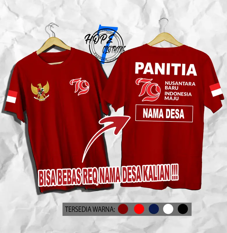 (COD) H-CLO PANITIA 17 AGUSTUS HUT 79 DIRGAHAYU 79 KAOS PRIA WANITA ,KATUN COMBED 30S ,DTF PRINT HIGH QUALITY. Sablon Lembut Lokal Distro 0