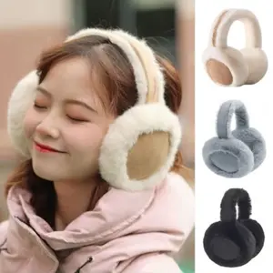 Foldable Earmuff Bulu Halus Aksesoris Musim Dingin Style Korea Bulu Lembut Wanita Pria Ear muff Lipat Tebal Bulu Premium