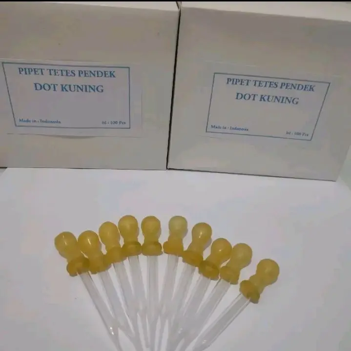 Pipet Kaca Dot Kuning 9 cm - 1 Box Isi 100