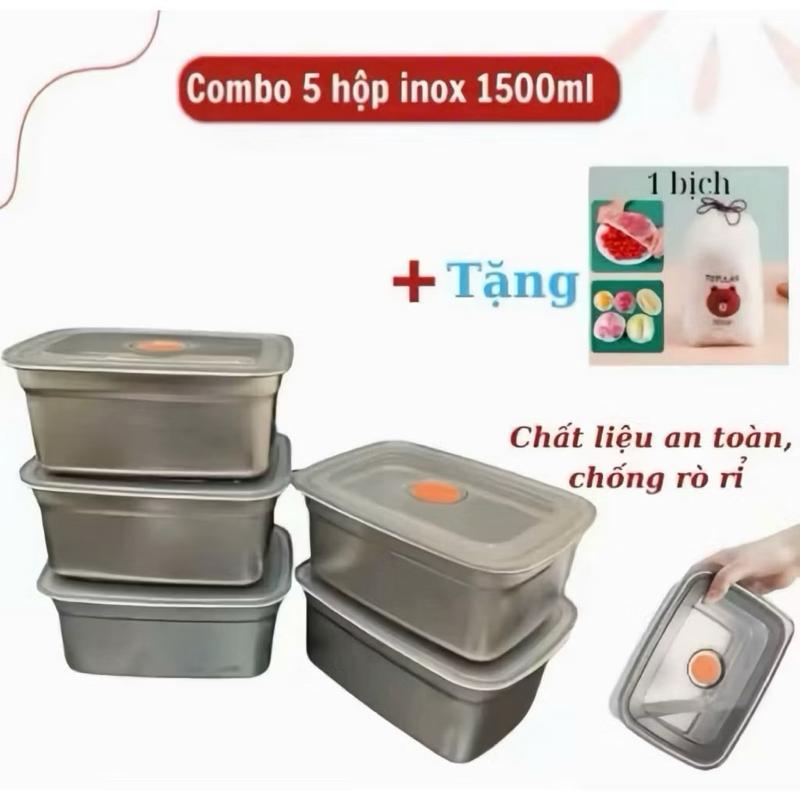 Hộp Inox 1500ML Dày Dặn, Nắp Đậy Silocon Hút Chân Không, zoang chống chàn -…