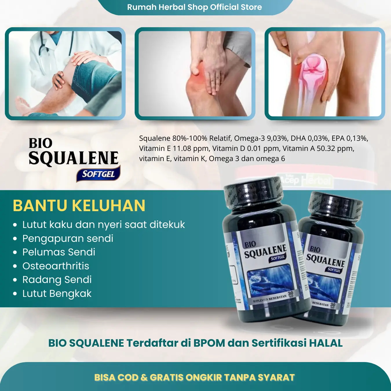 Bio Squalene Untuk Nyeri Lutut Kaku Keropos Lutut Sakit Paha Saat Di Tekuk Pelumas Sendi Membantu Memelihara Pemulihan Patah Tulang