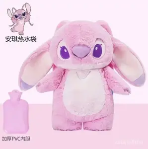 Terbaru Genuine Disney Stitch Angel Lotso Plush Hand Warm Bottle Hot Water Bottles Winter Portable Warm Hand Bag Toys Christmas Gift XQZ4