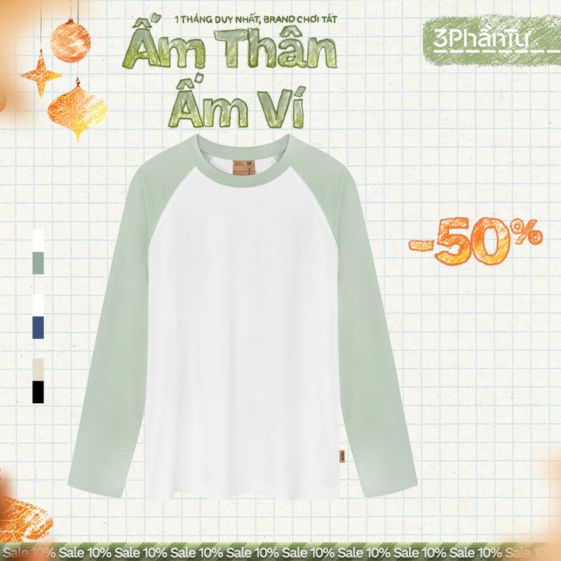  3PhầnTư - Áo Thun Regular Tay Dài Phối Màu Raglan 100% Cotton Thấm Hút Tốt - Việt Nam Nghĩ & Làm 