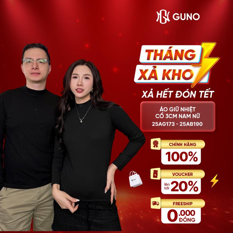 GUNO- PHIÊN BẢN LÓT LÔNG Áo giữ nhiệt nam nữ GUNO logo giữa cổ 3 phân SP5 | 25AG217 25AB218