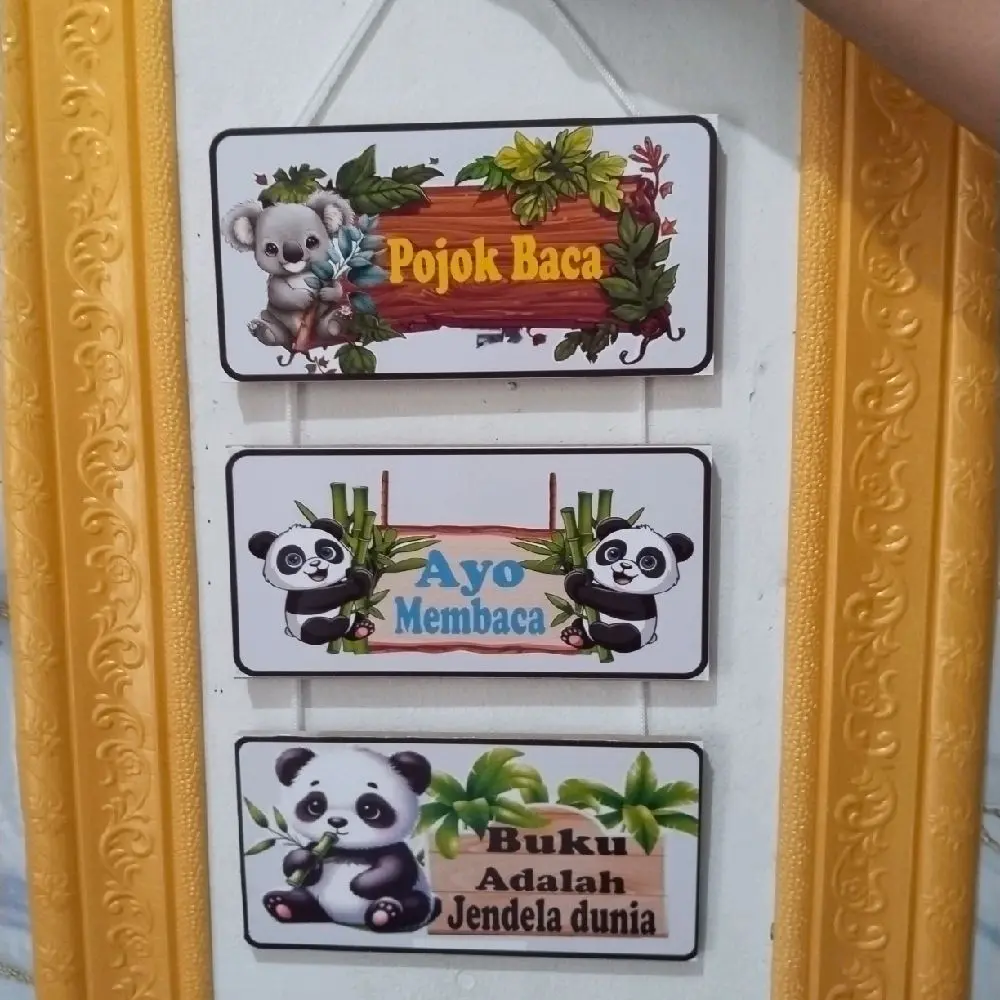 Pojok Baca Ayo Membaca Buku Adalah Jendela Dunia Stiker Dekoratif untuk Ruang Baca Anak-anak
