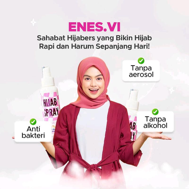 Hijab spray Enes vi Anti Leyot parfum pewangi jilbab kerudung anti lepek 100 Ml 1
