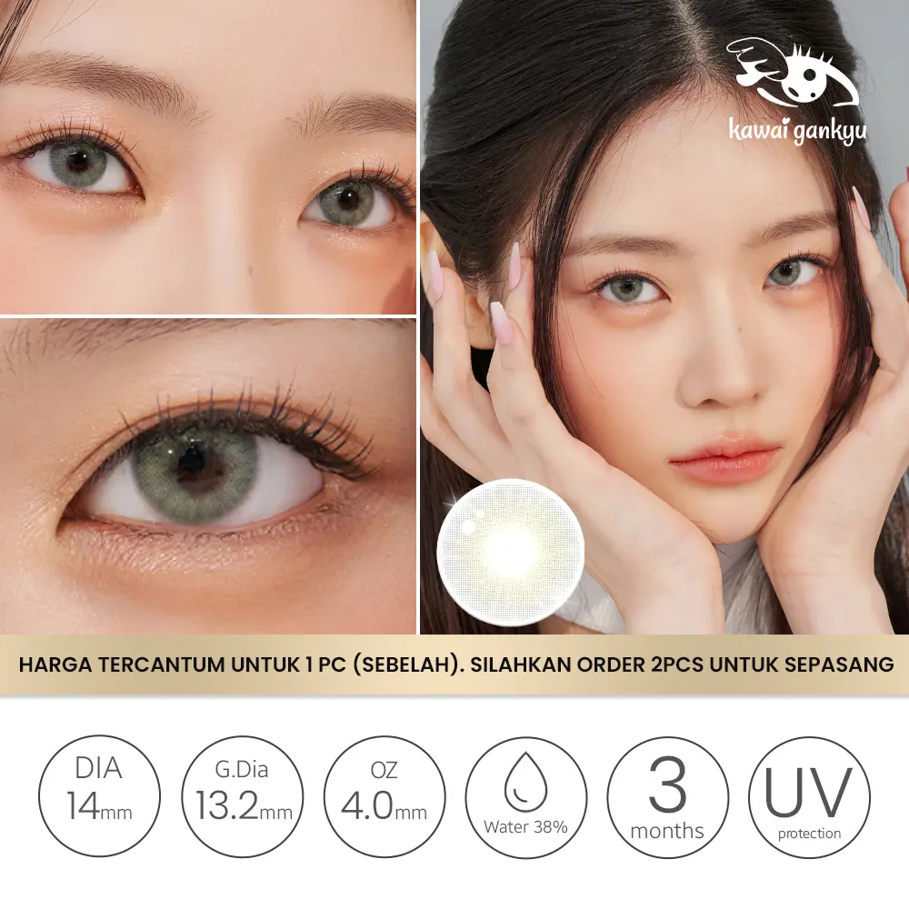 Kawai Gankyu SoftLens - Clearie Celestial Gray (1pc/ SETENGAH PASANG) Contact Lens