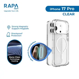 RAPAtech Hybrid MagSafe Clear Case iPhone 17 with Camera Control Button Case Crystal 2 in 1