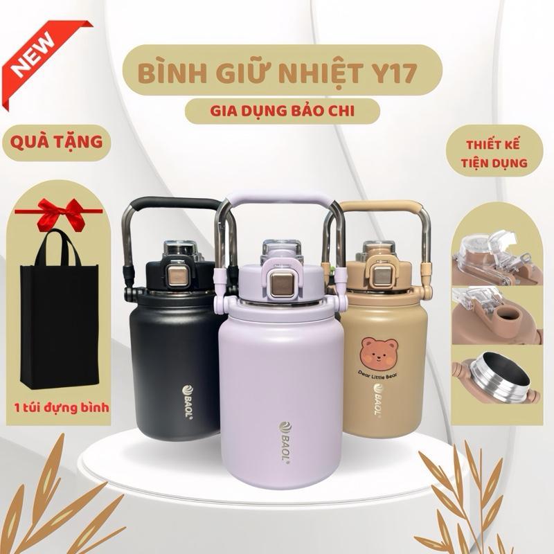 Bình Giữ Nhiệt Y17 Mẫu Mới Baol Có 3 Dung Tích 1200ml-1500ml-1800ml Chất Liệu Inox 304 Giữ Nhiệt 20h Tặng túi đựng