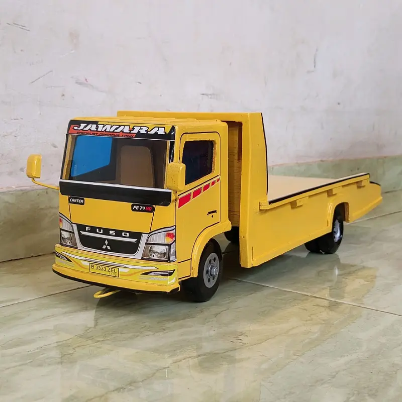 miniatur mobil mainan anak laki truk oleng kayu model truck towing p 50cm foto real pict 8
