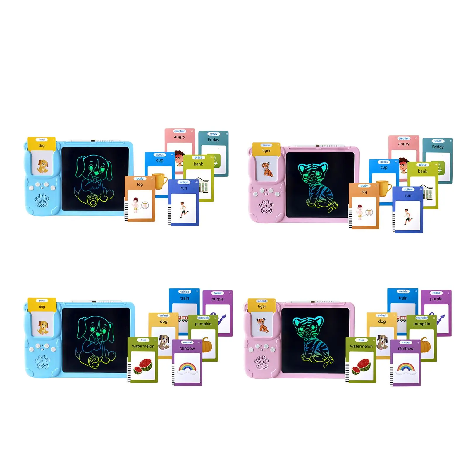 English 2 in 1 Talking Flash Cards Writing Tablet Early Educational Device Preschool Learning Learning Toys for Children Age 2-6 Gifts