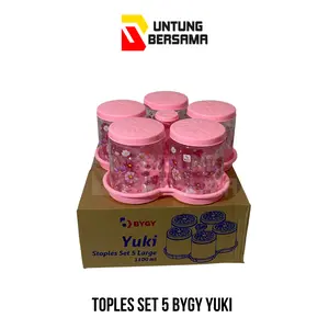 TOPLES SET 5 BYGY YUKI TOPLES LEBARAN KAPASITAS 1100 ML TINGGI 14 CM LEBAR 11 CM + TEMPAT