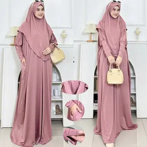 Almal Set Jersey Abaya Hijab Gaya Arab Harian