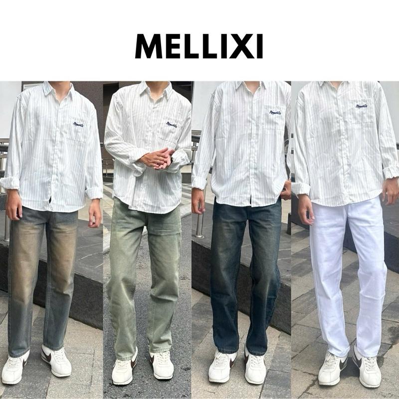  MELLIXI quần jean nam xuông đứng phong cách trẻ trung năng động Menswear Pants Denim Có Túi 