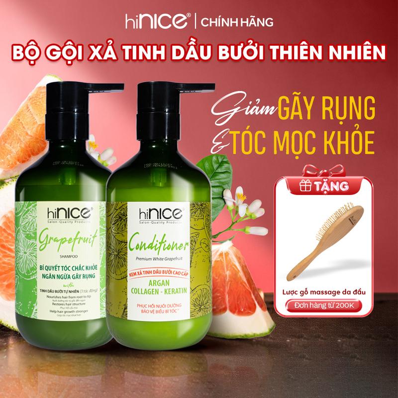 Bộ Dầu Gội Kem Xả Tinh Dầu Bưởi Thiên Nhiên hiNICE Grapefruit Conditioner Hỗ Trợ Phục Hồi Tóc Giảm Rụng Tóc Nam Nữ