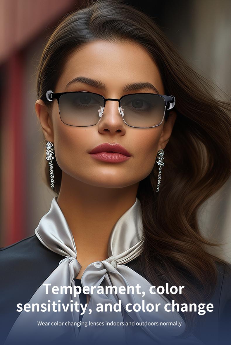 Product Introduction of GS06 Smart Glass with Voice Assistant, Built-in Speaker, and Mic, Photochromic Blue Light Filtering Lenses, Open Ear UV Protection Bluetooth Sunglasses for Sport 2