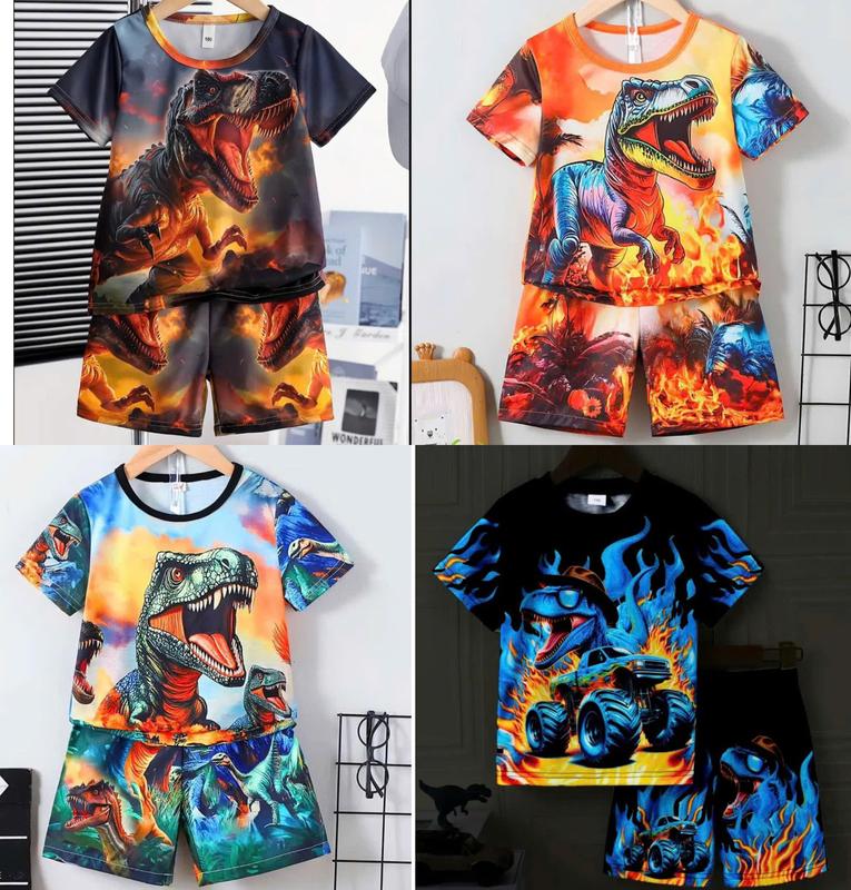 D3 combo 4 Bộ đồ bé trai khủng long thun thái size 8-47kg Combo 4