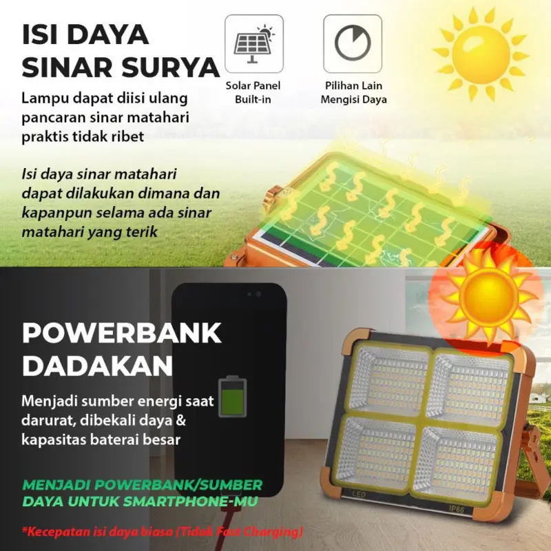LAMPU LED SOLAR EMERGENCY / POWER SEL SURYA / LAMPU PANEL SURYA TENAGA 2000W / LAMP STAND / LED OUTDOOR FLOOD LIGHT CELL lampu  tenaga 6