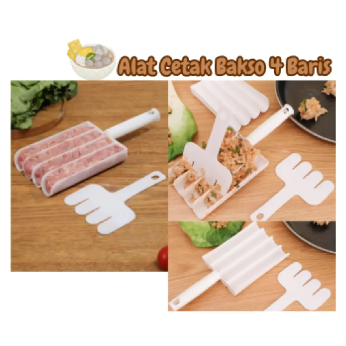 alat cetak bakso 4 baris pentol besar kecil cetakan bakso pentol telur jumbo manual anti lengket Kitchenware