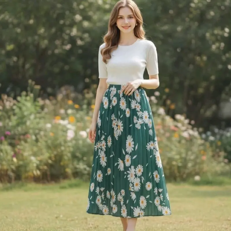 ROK PLISKET MOTIF BUNGA DAILY ROK PLISKET DAISY PREMIUM MAYUNG LIPATAN ...