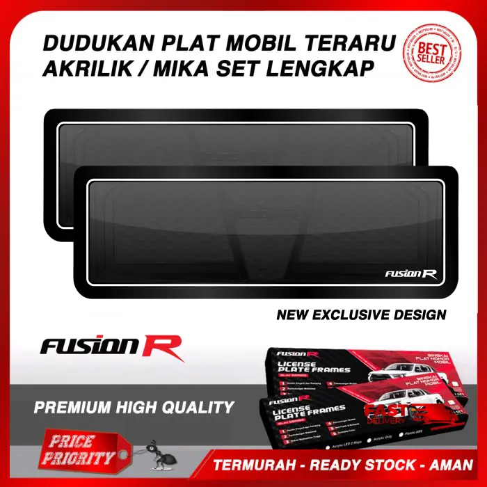Cover / Dudukan / Tatakan Tempat Plat Nomor Mobil Akrilik Mika SET Lengkap Baut Car