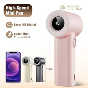 HOMMO Kipas Turbo Mini FT02 Portable Super Kecil 150 Gram Ultra Ringan Angin 24000RPM Layar Digital UHD 4000 Desain Stylish Modern Warna Hitam Mewah Putih Gading Hijau Pastel Pink Lembut
