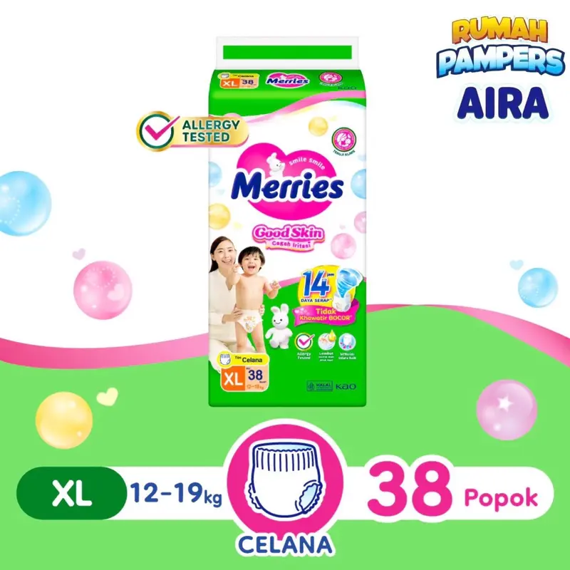 Merries apanya Good Skin Jumbo XL 38 ( Pampers Cegah Iritasi Pada Ruam Anak ) 0