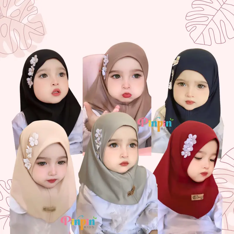 Pinpin Kids - Jilbab Anak Bayi Newborn MAURIN FLOWER / Hijab Baby / Kerudung Anak Perempuan Usia 0-1 Th Motif Bunga 0