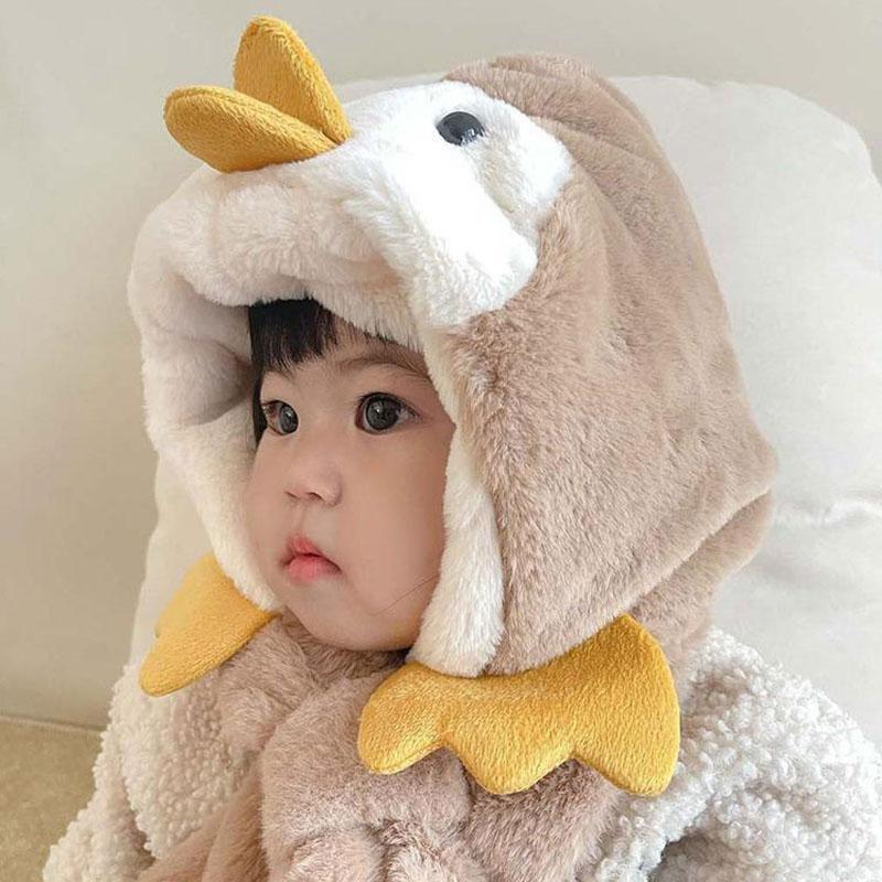 Product Introduction of Baby hat scarf integrated autumn and winter face protection plush baby ear protection hat with thick plush for boys and girls 10