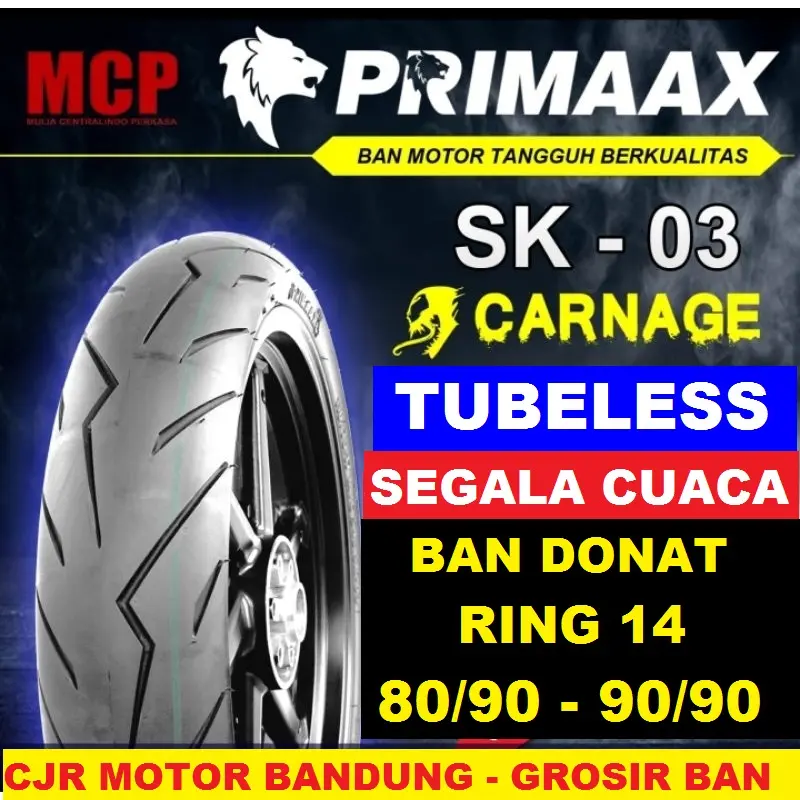BAN DONAT PRIMAAX SK 03 80/90 90/90 RING 14 BAN TUBELESS BASAH KERING MOTOR MATIC MIO BEAT VARIO PRIMAX SK 03 MOTIF DIABLO